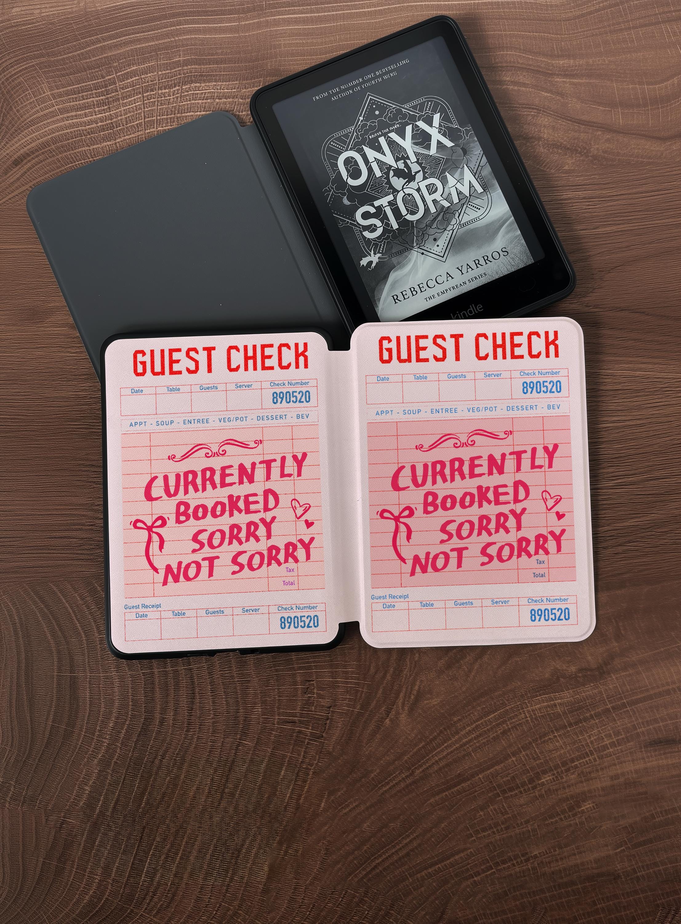Pink Guest Check _ Kindle Case - 8 Reading Quotes Available
